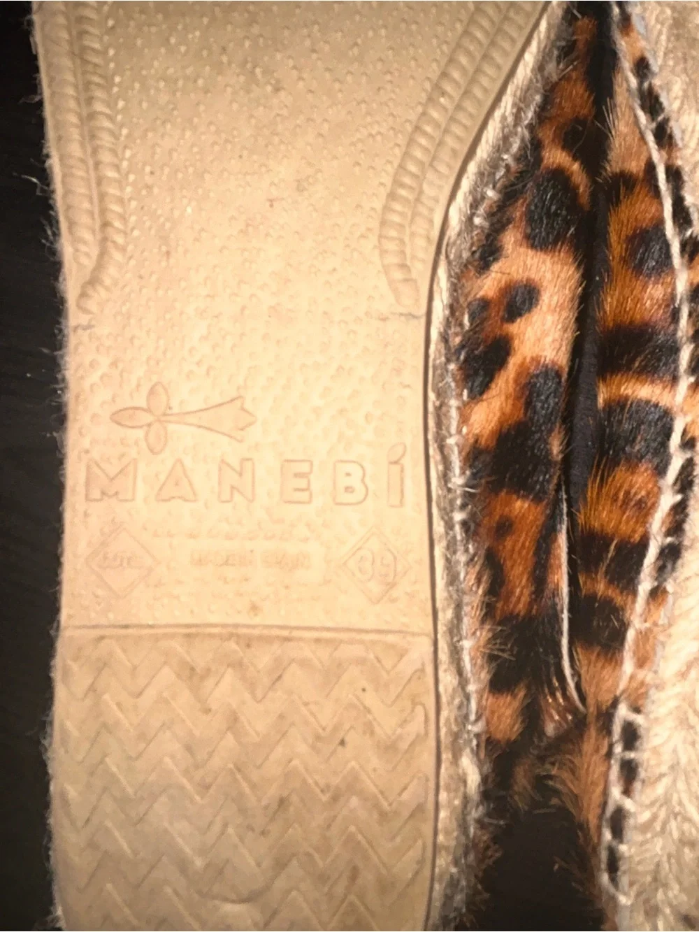 Manebi calf hair leopard‎ print espadrille women’s size 39/8.5